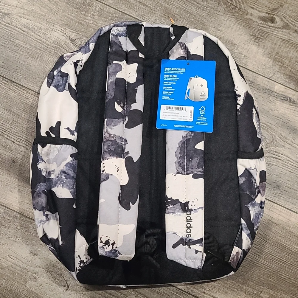 Adidas Unisex Trefoil  Backpack 2.0, Camo Series Chalk White Black, One Size - Picture 4 of 4